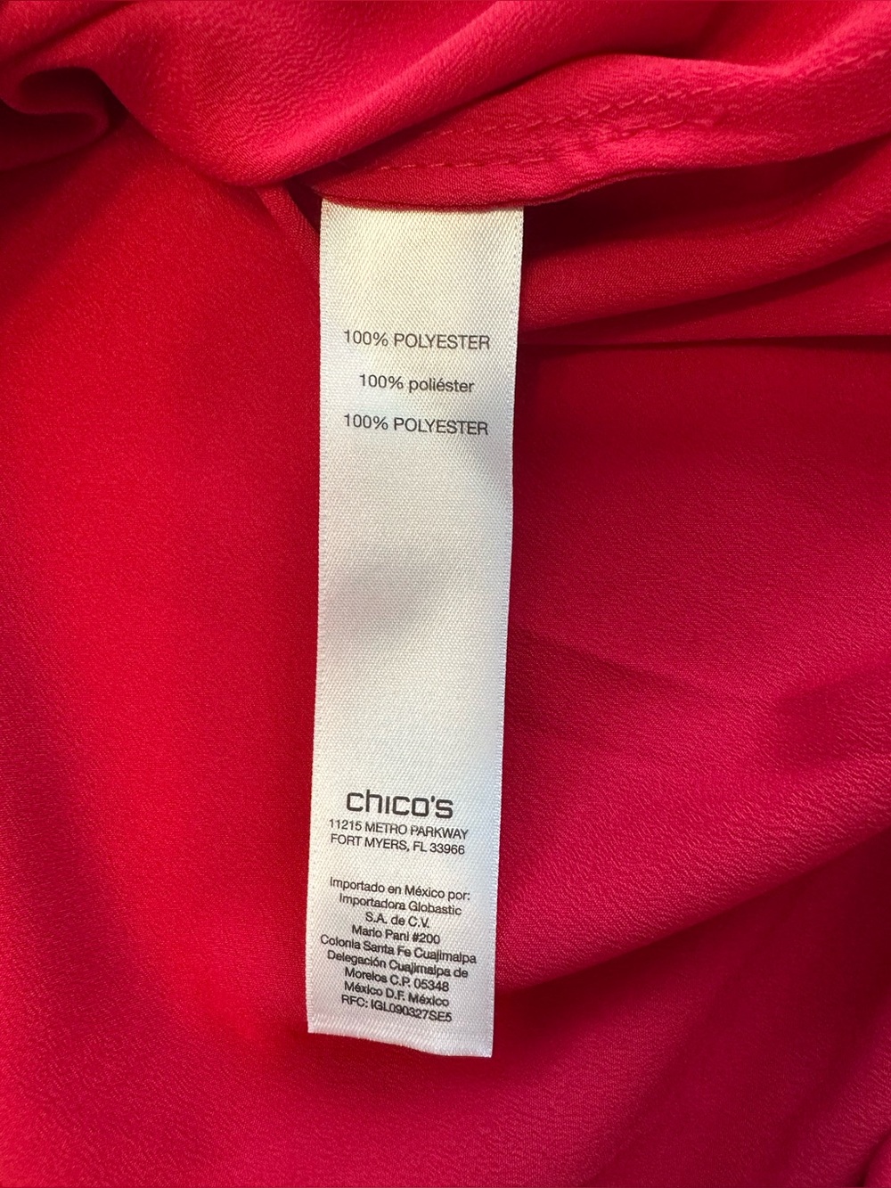 Chico's Red Keyhole Blouse Shirt Women's Size Chico's 2 = Large/12 - Picture 8 of 8
